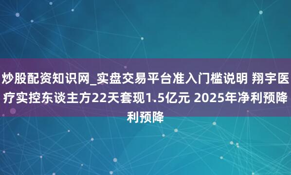 炒股配资知识网_实盘交易平台准入门槛说明 翔宇医疗实控东谈主方22天套现1.5亿元 2025年净利预降