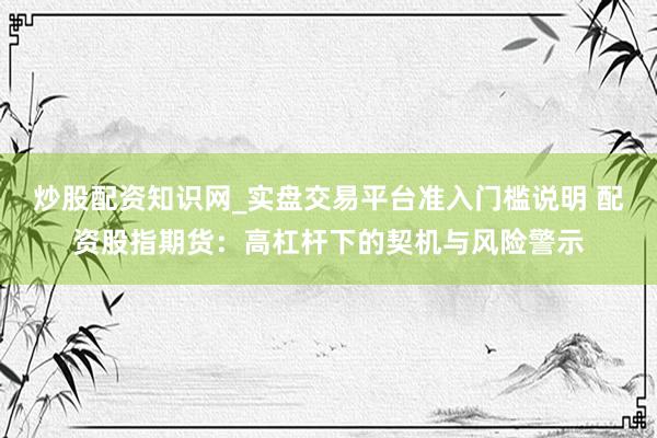 炒股配资知识网_实盘交易平台准入门槛说明 配资股指期货：高杠杆下的契机与风险警示